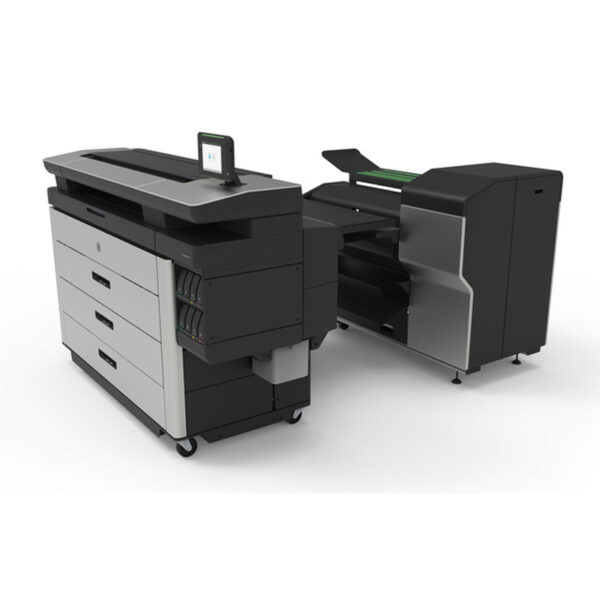 The HP PageWide F40 is an online folder, available for all PageWide models from 4000 to 5100, and provides finishing for the fastest PageWides.