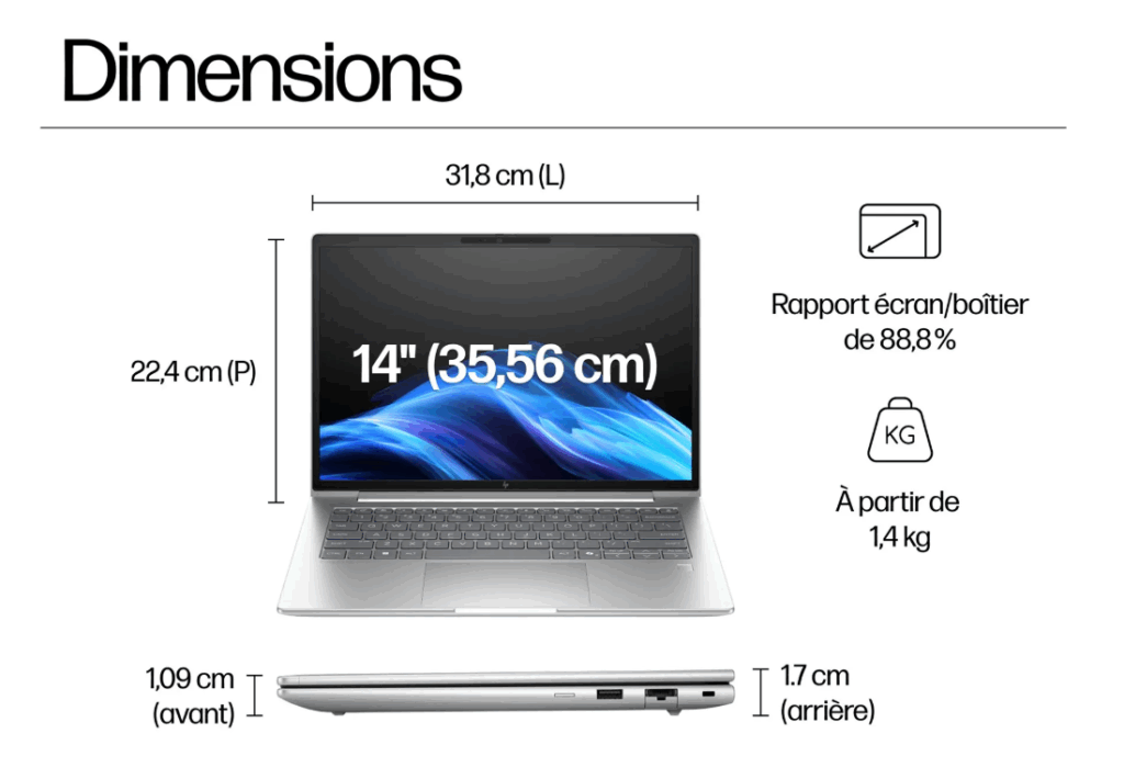 HP EliteBook 6 G1i Dimensions HP EliteBook 6 G1i