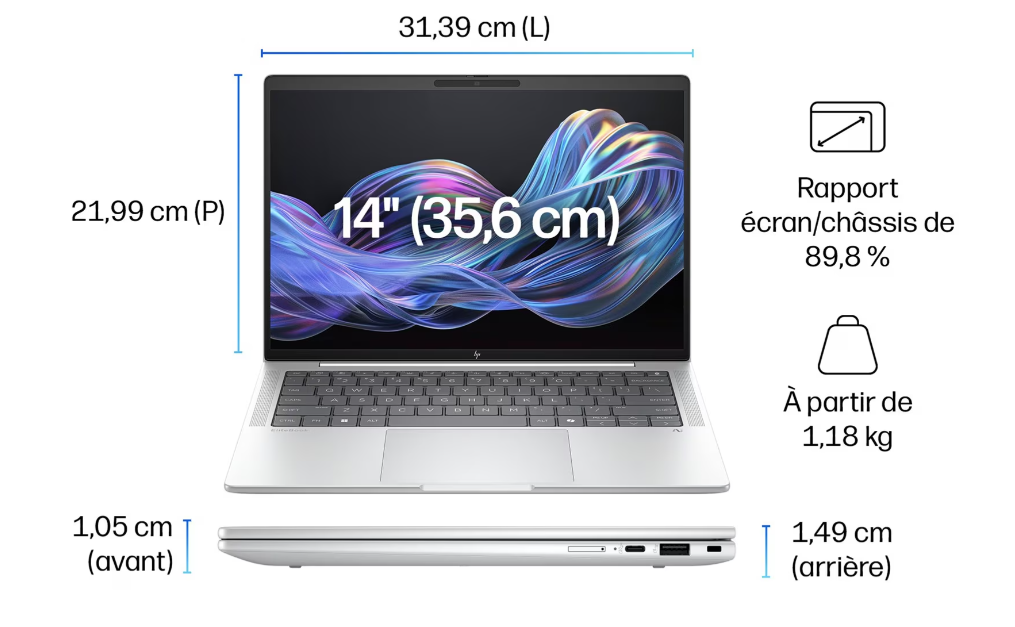 dimension HP elitebook X dimension HP elitebook X